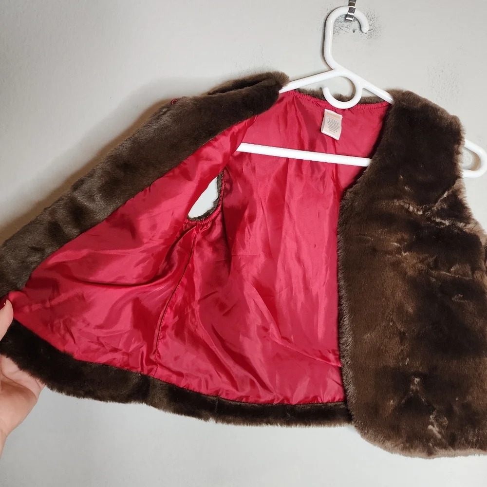 Gymboree Plush Faux Fur Brown Vest Kids‎ Size Large 10-12